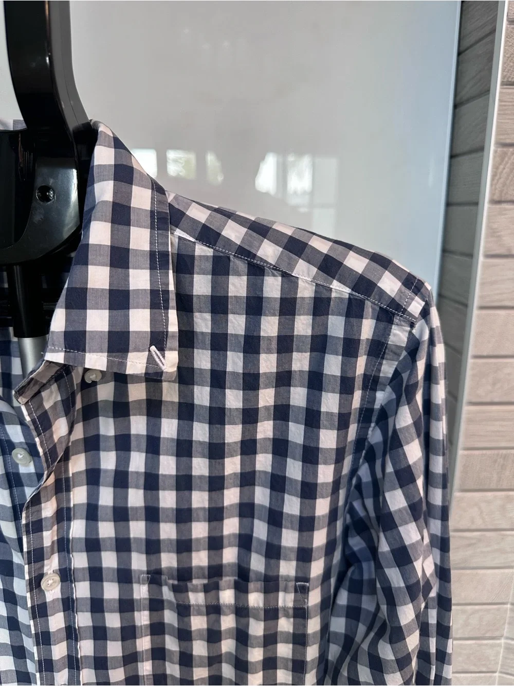 J. Crew Navy and White Gingham Button-Down Shirt